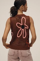 Lingua Franca Onar Appliqué Open-Knit Sweater Vest