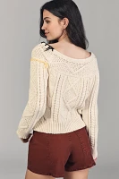 Lingua Franca Vaggelis Off-The-Shoulder Novelty Sweater