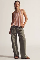 Maeve Scoop-Neck Textured Stripe Swing Tank