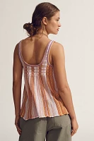 Maeve Scoop-Neck Textured Stripe Swing Tank
