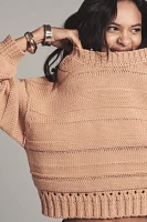 Maeve Textured-Stripe Pullover Crew-Neck Sweater