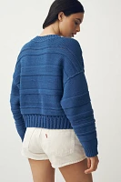 Maeve Textured-Stripe Pullover Crew-Neck Sweater