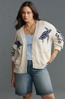 Pilcro Relaxed Sea Turtle Cardigan Sweater