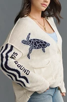 Pilcro Relaxed Sea Turtle Cardigan Sweater