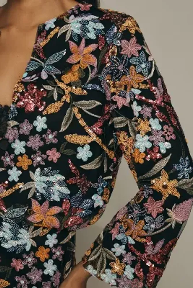 Tiny Floral Sequin Blazer
