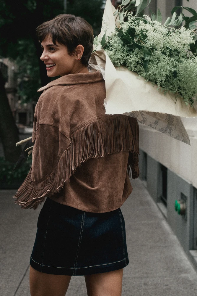 BLANKNYC Fringe Faux Suede Jacket