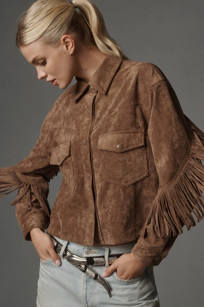 BLANKNYC Fringe Faux Suede Jacket