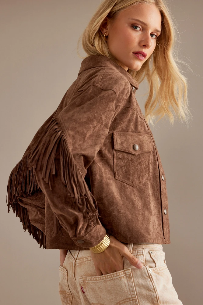 BLANKNYC Fringe Faux Suede Jacket