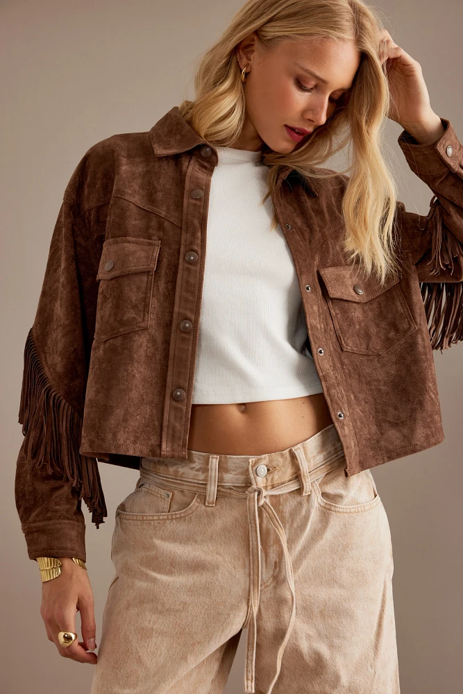 BLANKNYC Fringe Faux Suede Jacket