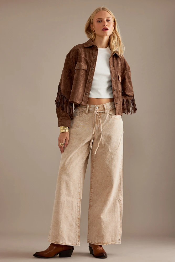 BLANKNYC Fringe Faux Suede Jacket