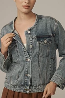 BLANKNYC Heads Up Collarless Denim Jacket