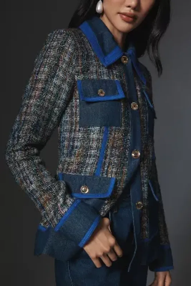Anna Sui Lurex Tweed Denim Jacket