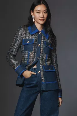Anna Sui Lurex Tweed Denim Jacket