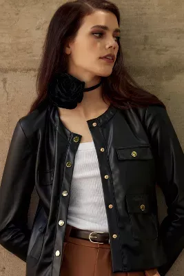 Bishop + Young Cropped Faux Leather Jacket