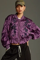 By Anthropologie Satin Embroidered Jacket