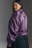 By Anthropologie Satin Embroidered Jacket