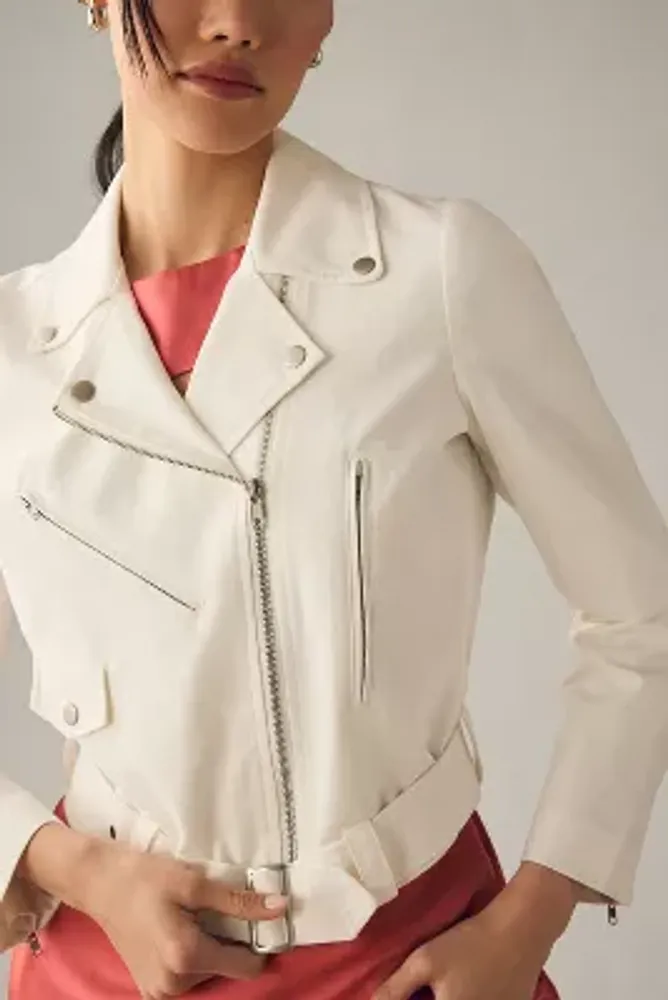 DOLAN Cropped Linen Slim Moto Jacket