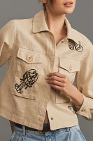 DOLAN Embroidered Seascape Linen Jacket