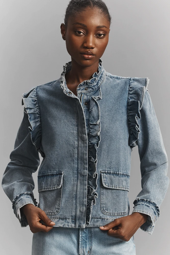 DOLAN Ruffled Denim Utility Jacket