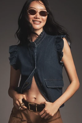 Dolan Left Coast Ruffled Denim Utility Vest