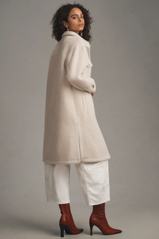 Greylin Fuzzy Knit Long Coat