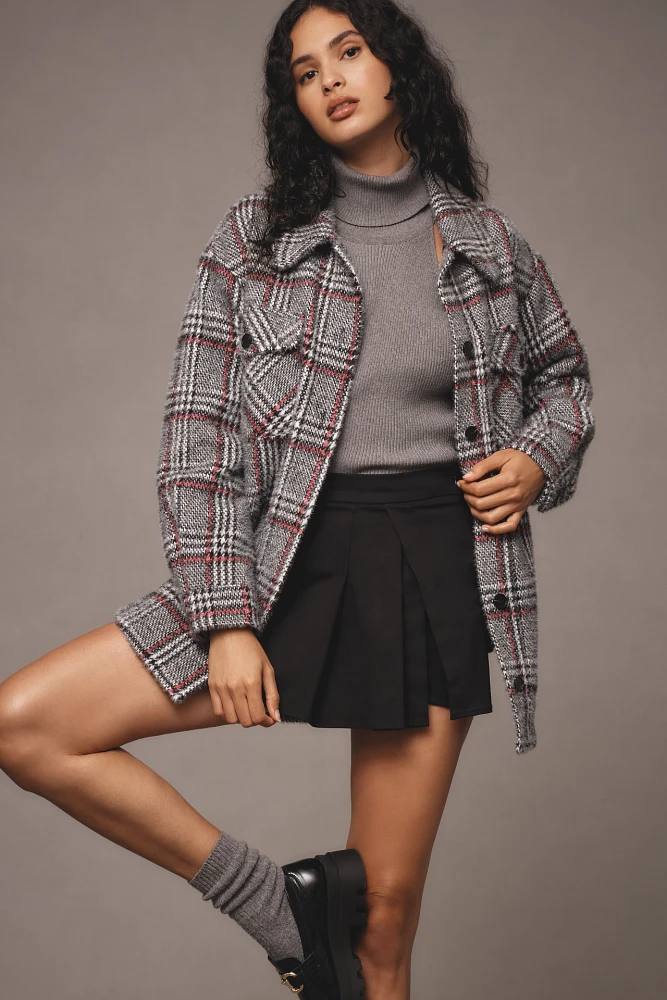 Greylin Plaid Fuzzy Knit Jacket