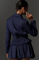 Maeve Ruched Linen Blend Blazer