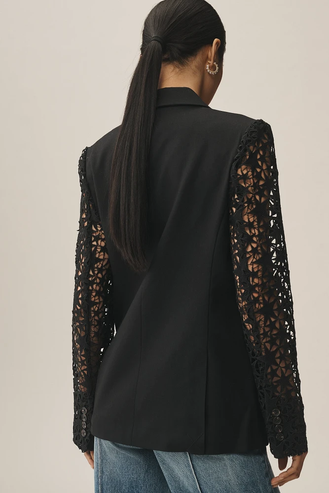 CHRLDR Stella Star Lace-Sleeve Double-Breasted Blazer