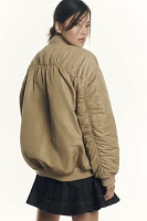 Grey Lab Ruched Bomber Jacket