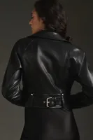 Avec Les Filles Cropped Structured Faux Leather Moto Jacket