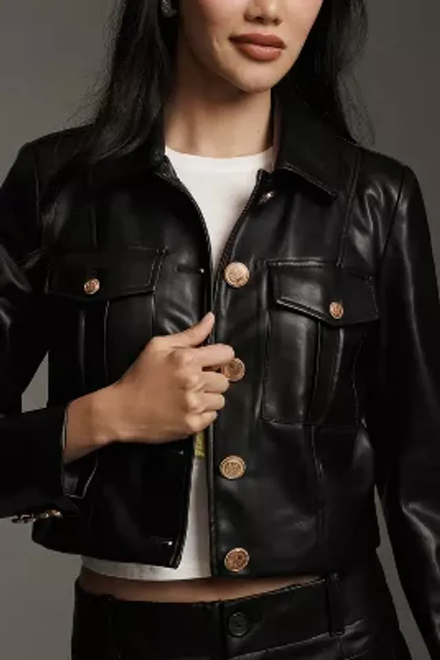 Avec Les Filles Faux Leather Utility Jacket