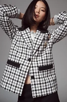 Avec Les Filles Houndstooth Tweed Blazer