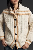 Avec Les Filles Quilted Cable Sweater Jacket