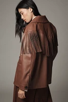 Avec Les Filles Fringe Faux-Leather Shacket