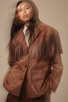 Avec Les Filles Fringe Faux-Leather Shacket