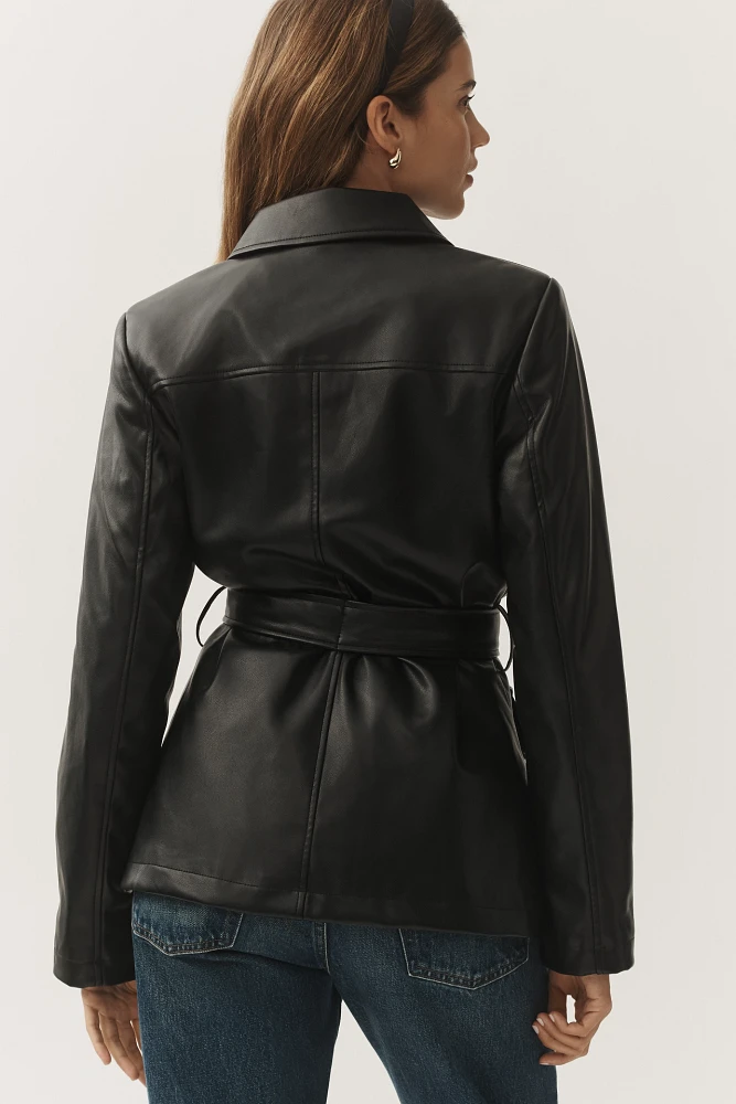 Avec Les Filles Faux-Ever Leather™ Belted Shacket