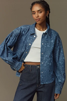 Avec Les Filles Heart Denim Shirt Jacket