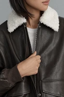 WAYF Shearling-Collar Faux-Leather Bomber Jacket