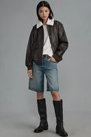 WAYF Shearling-Collar Faux-Leather Bomber Jacket