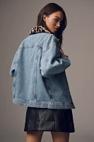 The Weston Denim Boyfriend Jacket by Pilcro: Leopard Collar Edition