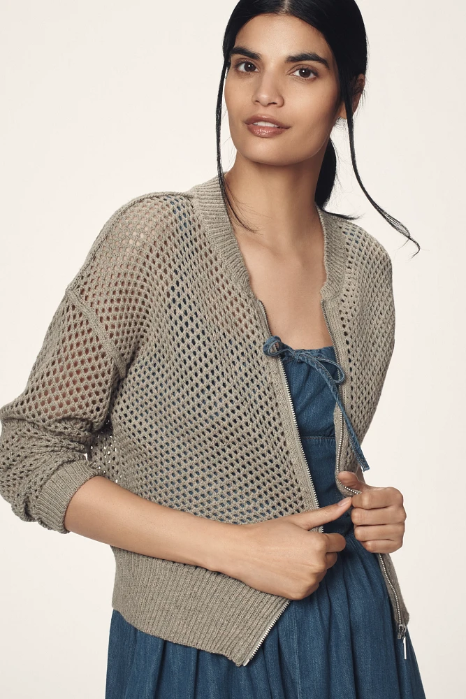 Pilcro Stitchy Bomber Cardigan Sweater