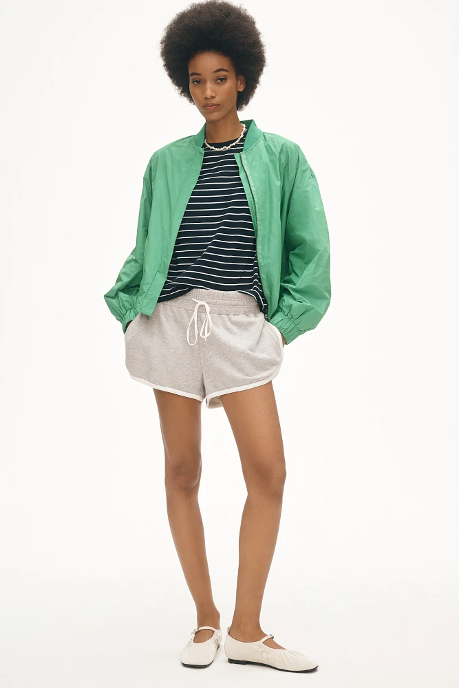 Maeve Balloon-Sleeve Bomber Jacket