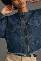 By Anthropologie Utility Eyelet-Collar Denim Jacket