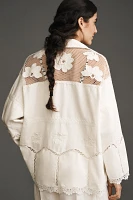 By Anthropologie Crochet Scallop-Hem Shirt Jacket