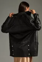 By Anthropologie Longline Faux Leather Moto Jacket