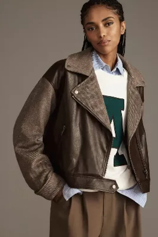 By Anthropologie Faux Leather Moto Jacket