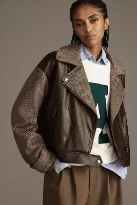 By Anthropologie Twill Cocoon Moto Jacket