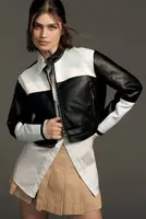 Maeve Cropped Colorblock Biker Jacket