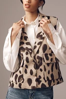 Maeve Enlarged-Leopard-Print Vest Jacket