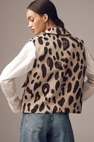 Maeve Enlarged-Leopard-Print Vest Jacket